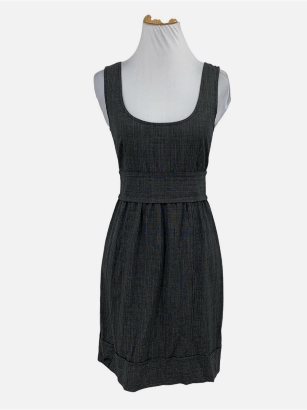 Theory wool tweed micro plaid dress with front pocket and exposed zipper size 8
